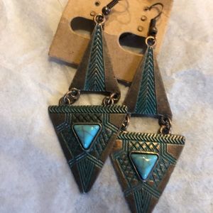 Patina with stone earrings